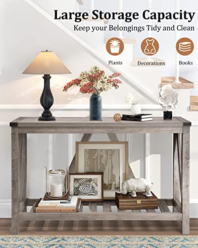JOINHOM Entryway Table - Wood Console Table with Shelves, Farmhouse Sofa Table for Entryway, Living Room, Hallway - Thumbnail 5