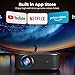 4K Projector with Wifi and Bluetooth, ELEPHAS Outdoor Movie Projector Compatible with NETFLIX/Prime Video/YouTube, 100,000+ Apps Supported, Smart Video Projector for HDMI/USB/iOS/Android/Windows