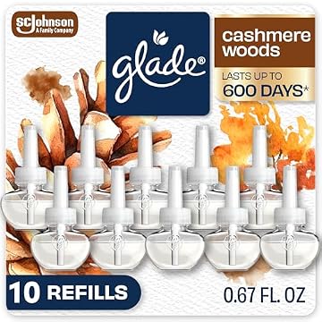 Glade PlugIns Refills Air Freshener, Scented and Essential Oils for Home and Bathroom, Cashmere Woods, 6.7 Fl Oz, 10 Count (Packaging May Vary)