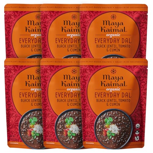Image of Maya Kaimal Foods - Organic Indian Everyday Dal - Black Lentil 10oz - Fully Cooked with Tomato and Cumin - Vegan - Microwavable - Ready to Eat Meals - Pack of 6