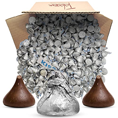 HERSHEY'S KISSES Silver Foils Milk Chocolate Candy, Bulk 4.2 Pound bag - Easter Chocolate, Hershey Kisses Easter Colors