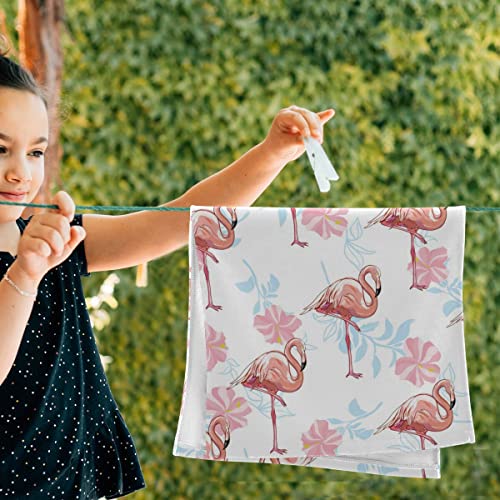 Pink Flamingo Hand Towels Set Of 2 Tropical Flowers Fingertip Towels Soft Dry Towel Dish Towels For Bathroom Laundry Room Spa Decor #TOP4