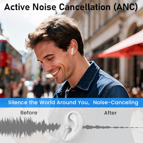 Image of 2 Pack ANC Wireless Earbuds with Big Bass Durable, Lightweight Design for Noisy Factories, Gym, and Travel, Includes 3-Size Tips for Secure Fit