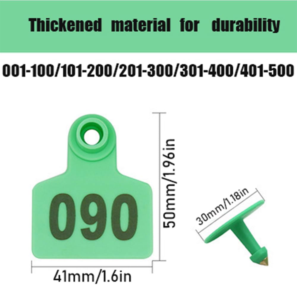M.Z.A Etichette Auricolari Per Bestiame - 100 Pezzi Vuoti, Verde, Per Mucche, Pecore, Capre - Foto 9
