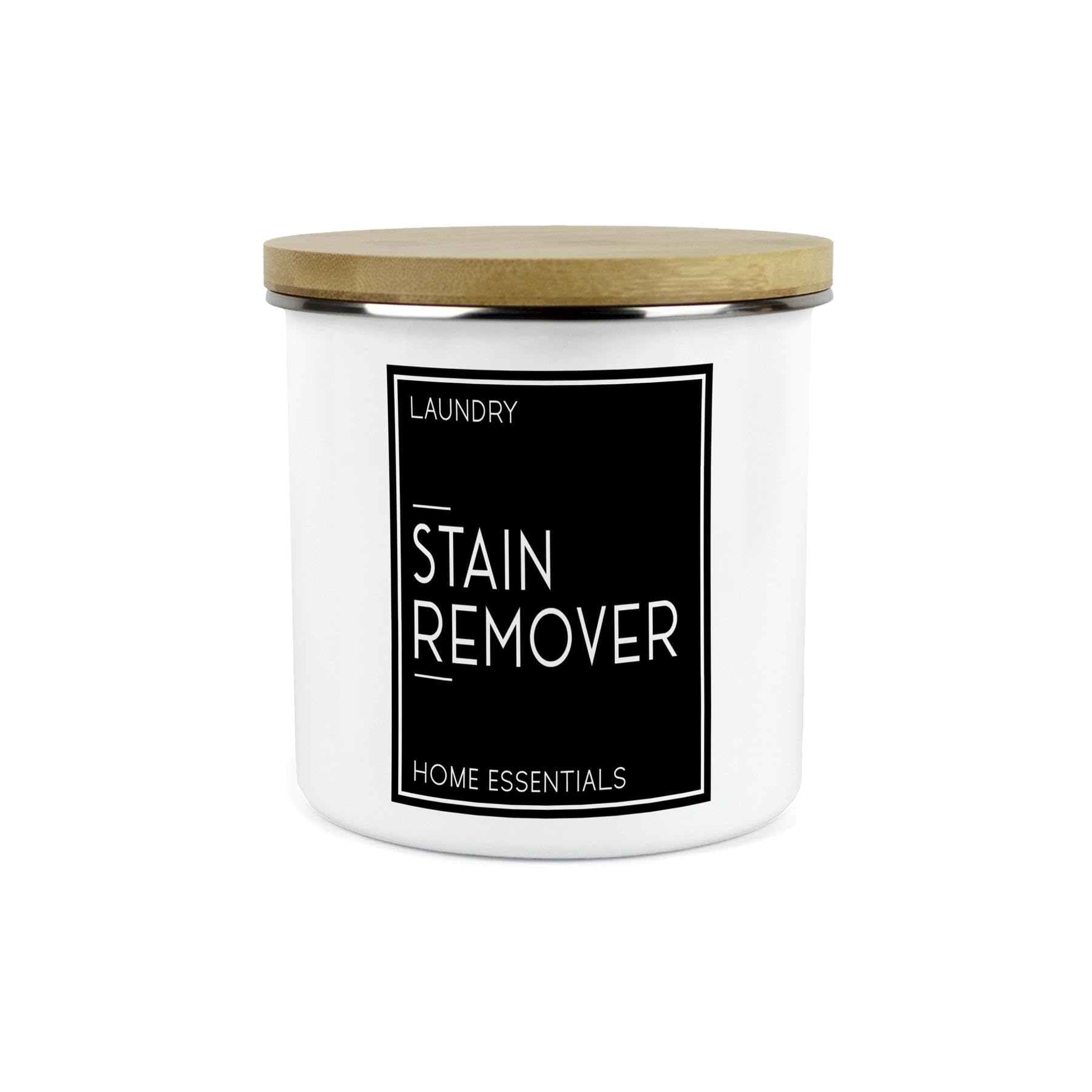 Inverted Minimalist Stain Remover Storage Canister - Natural Black & White Modern Décor - Refillable Enamel 1.2L Home & Kitchen Storage Container