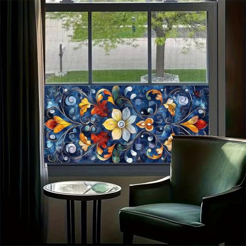 Película para ventana con patrón floral 39.3x17.7 in miniatura 2