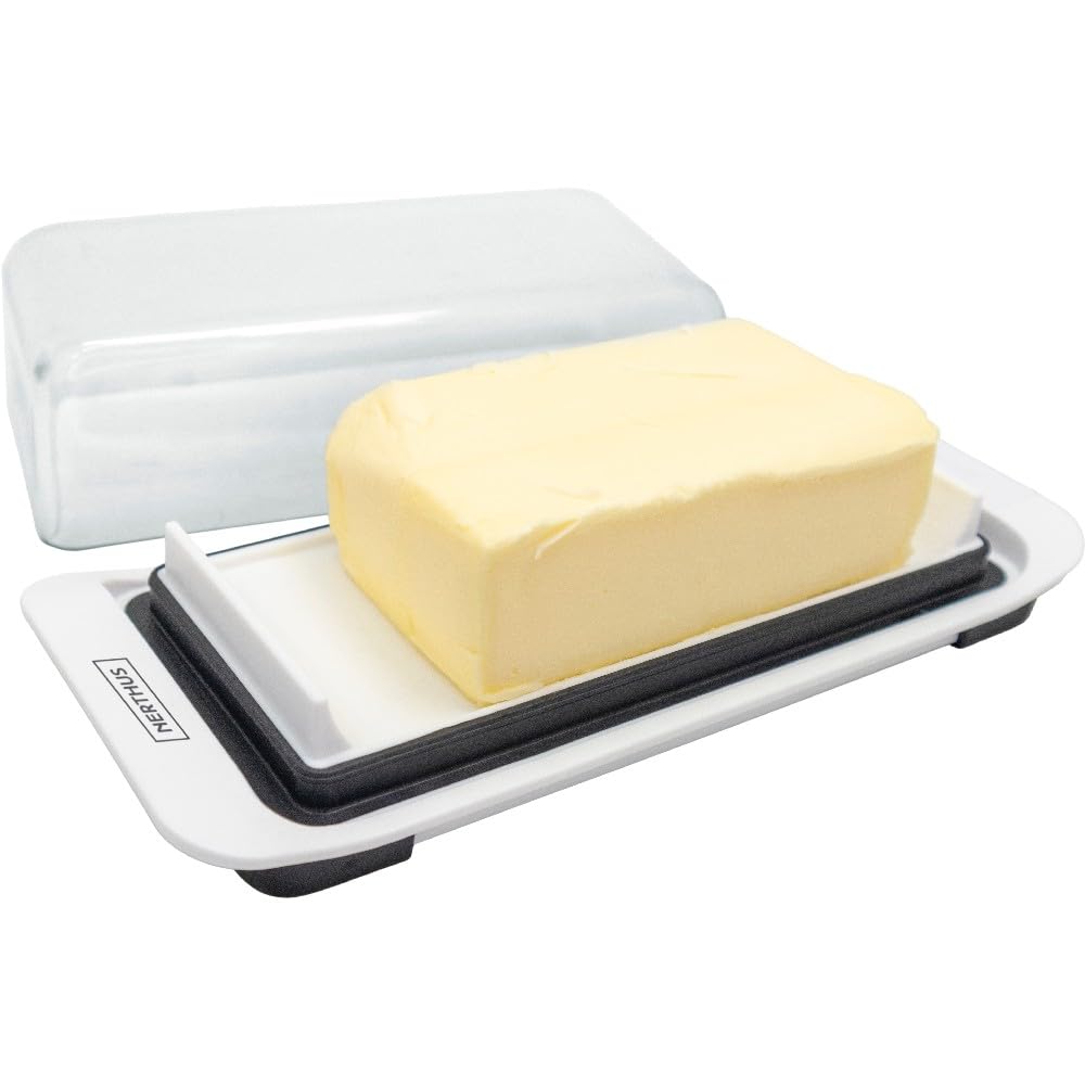 NERTHUS FIH 1364 Butter Dish with Transparent Lid and Non-Slip Base – Tight Closure with Rubber for Optimal Butter Preservation
