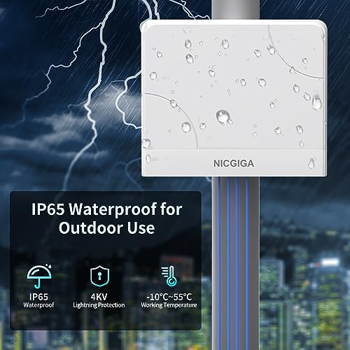 Image of Outdoor Waterproof 4-Port Gigabit PoE Switch with 4 Port PoE+@78W + 1000Mbps Uplink Port, 5 Port IEEE802.3af /at Power Over Ethernet Switch Unmanaged with VLAN Function, Plug & Play