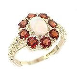 18ct White Gold Opal & Garnet ring Womens Statement Ring - Size Y 1/2