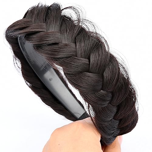 BOBIYA Wide Braided Headband with Teeth Braid Headbands With Teeth for Women Braided Hair Headbands with Tooth (Brunette Brown) - Image 4