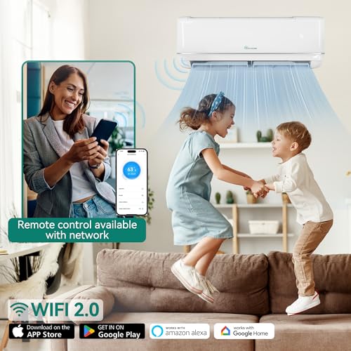 Image of YITAHOME 24000 BTU Mini Split Air Conditioner Heat Pump System, Wifi Enabled 21 SEER2 208-230V Inverter Ductless AC Cool Up to 1500 Sq. Ft, Compatible with Alexa, Complete Installation Kit, White