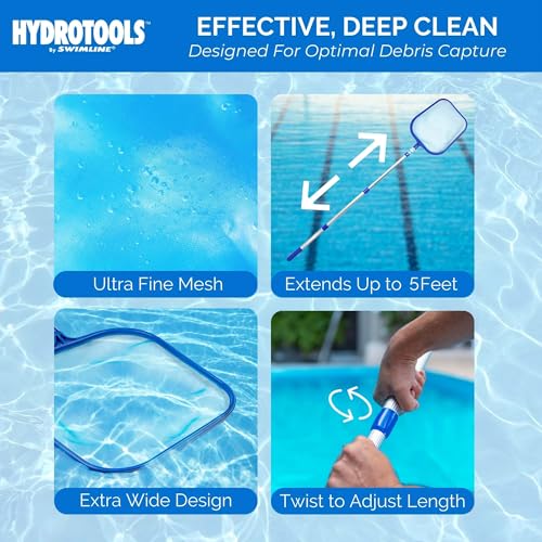 Épuisette de surface Swimline Hydro Tools 8051 avec manche extensible