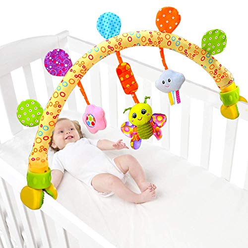 Image of Caterbee Travel Arch Bassinet Toys for Infant & Toddlers, Baby Crib Stroller Accessory & Pram Activity Bar Toy for Senses and Motor Skills Development Indoor and Outdoor