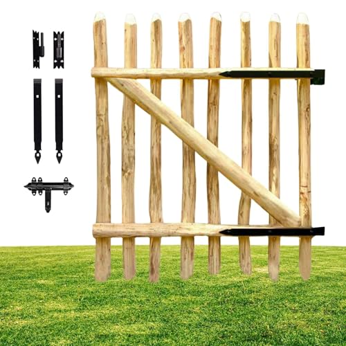 Floranica Porte de jardin, portail de clôture - Bois de noisetier, hauteur: 80 cm largeur: 100 cm - Portillon incluant accessoires