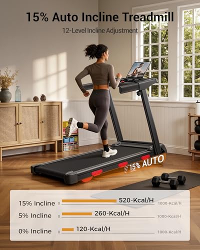 LONTEK 15% Auto Incline Treadmills for Home, 10S Folds Away Portable Treadmill with Led Screen & Handle Bar Up to 300LBS Capacity, 3.0HP 7-Layer Shock-Absorbing Walking Pad Treadmill 0.6-7.2MPH - Image 3