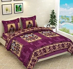 Home Stylish Woolen Heavy Warm Fleece Double Bedsheet with Two Pillow Covers for Winters (90x100 Inches Purple