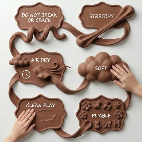 Image of BOHS Foam Clay, Brown Air Dry Modeling Clay, 1.1 lb | Soft, lightweight; crack-free finish; EVA and polystyrene foam details; cosplay props, figurines, fake bakes and slime making