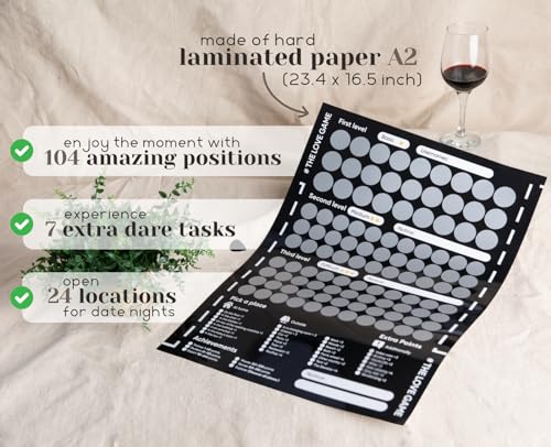 Romantic Couples Game with 169 Love Tasks - Scratch Off Poster and Date Night Card - Positions & Conversations & Date Night Ideas image_2