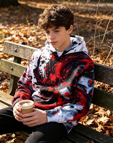 Image of Lovekider Boys Hoodies Sweatshirt Cool 3D Print Pullover with Big Pocket for Kids Fashion Warm Winter 6-16 Years