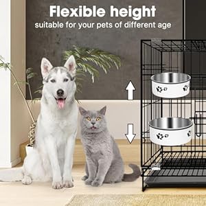 2 Pack Dog Crate Kennel Water Bowl No Spill, Hanging Stainless Steel Dog Bowls Attach to Kennel Cage Crate, Food Water Bowl Dish for Medium Small Dogs Cat Pet Puppy Guinea Pigs Rabbits Bird