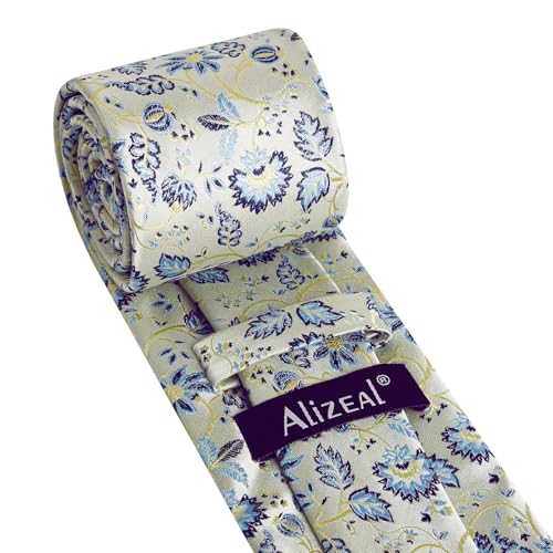 Image of Alizeal Mens 3.15inches Leaf Flower Pattern Tie Set
