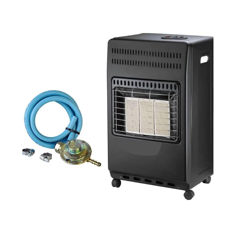  Stufa a gas GPL a raggi infrarossi - Colore NERO - Con kit regoaltore e tubo
