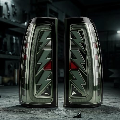 Image of Sequential Led Tail Lights Fit for 1999-2002 Chevy Silverado 1500 /2500,1999-2006 GMC Sierra 1500 /2500 /3500, Starting Animated Dynamic Turn Signal,Reverse Light,Brake Light,Rear Light Assembly, Smoked