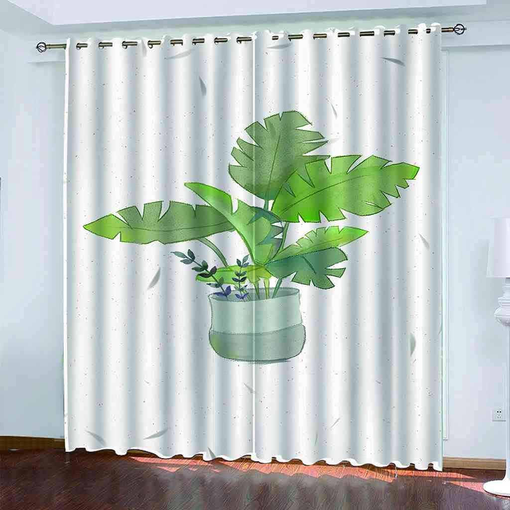 Rideau de salon et chambre à coucher motif bonsaï vert