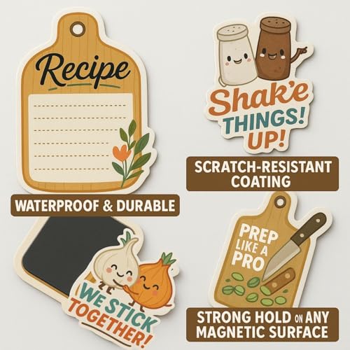 Image of Kitchen Items Fridge Magnet Set - 10-Piece Colorful Magnetic Decor for Refrigerator, Whiteboard & Locker - Strong Hold & Durable Finish