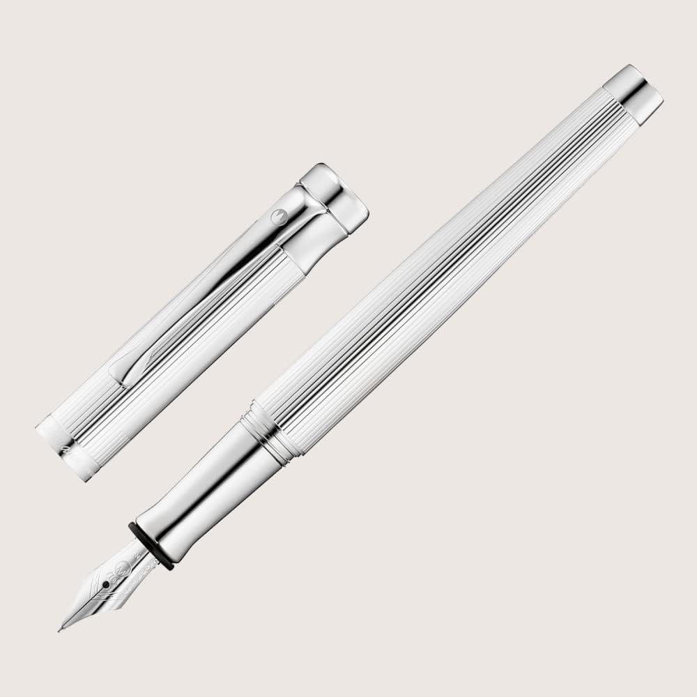 Waldmann Tango, fountain pen with broad (B) nib, line design, solid silver 925