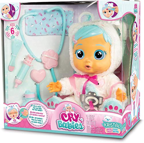 51tz7KpH2YL CRY BABIES Kristal le poupon à soigner | Poupée interactive qui pleure de vraies Larmes avec kit de docteur et pyjama - Poupon idéal pour enfants, à partir de 3 ans