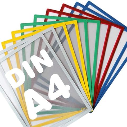 5 x Magnetic Info Document Holder Pocket - DIN A4 Format - Size: 31 x 22,5 cm - 5 Pieces - Keeps documents Clean and Highly Visible - Simply Lift and relocate on to Any Steel Surface, Colour:RED Cover
