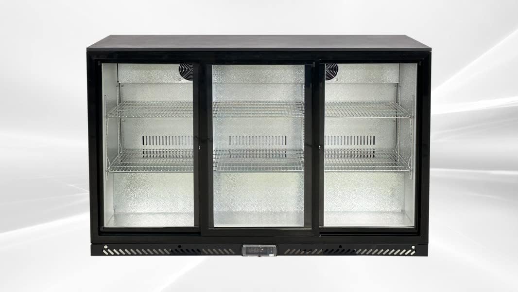 Commercial Beverage Back Bar Cooler, ETL Restaurant Upright under counter Stainless Steel 3 Slide Glass Door Display Merchandiser, LED Lighting Refrigerator, 53" W 11.3 cu. ft.