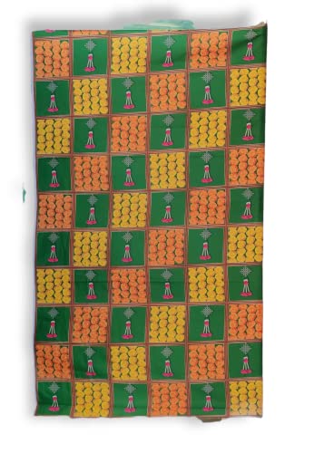 Image of varalakshmi Background| Backdrop Cloth for Decoration Green Backdrop with Orange & Yellow Flowers,8 X 5 Feet | Pooja Backdrop | Lakshmi puja backdrops