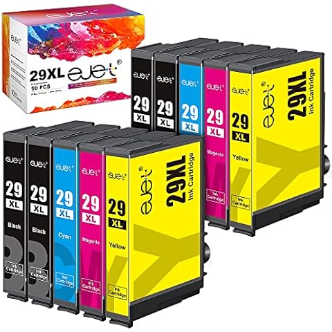 ejet XL High Yield 29XL Ink Cartridge Compatible Replacement for Epson 29 XL for XP-255 XP-455 XP-245 XP-342 XP455 XP452 XP352 XP245 XP442 XP345 XP 352 XP 342 (Black Cyan Magenta Yellow, 10-Pack) Cover