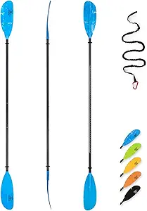 OCEANBROAD Adjustable Carbon Fishing Kayak Paddle - 94in/240cm-98in/250cm-102in/260cm Carbon Fiber Shaft with Paddle Leash