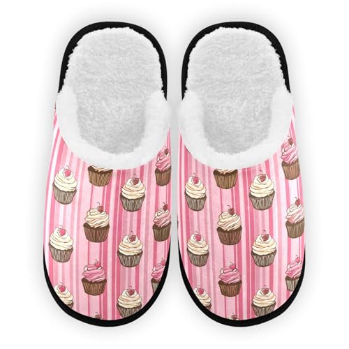Pink Chocolate Cake Slippers For Women Men Soft Memory Foam Non-Slip Food Winter Indoor House Shoes Travel Slipper