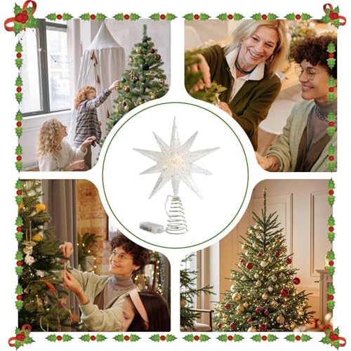 Estrella para árbol de Navidad Hei, decoración brillante de diseño elegante 7