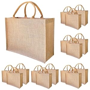 15 Pcs Jute handbag burlap tote bags Travel holiday Wedding Bridesmaids welcome bags Party Holiday Women’s gifts Handmade linen DIY reusable beach sundries storage bag