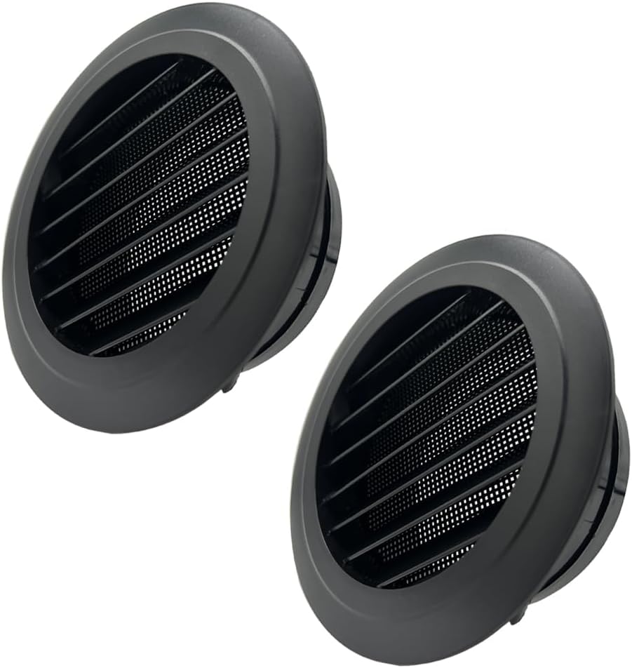 4 Inch Round Air Vent, Ceiling Vent Covers, Duct Fan, Adjustable Soffit Vent, Black Grille Cover Exhaust Vent Fit for Bathroom Office Kitchen Ventilation 2PCS