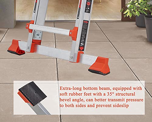 Image of LANBITOU Ladder A Frame Extension 17Ft Multi Position for Home 330lbs