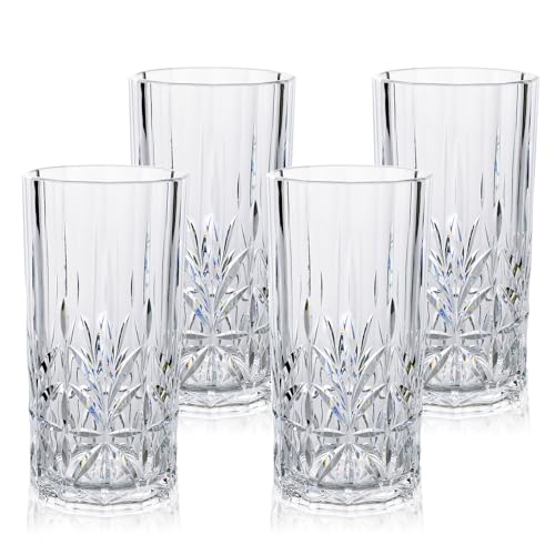 BELLAFORTE Shatterproof Tritan Plastic Tall Tumbler, Set of 4, 18oz - Myrtle Beach Drinking Glasses - Unbreakable Drinking Glasses for Parties - BPA Free - Clear