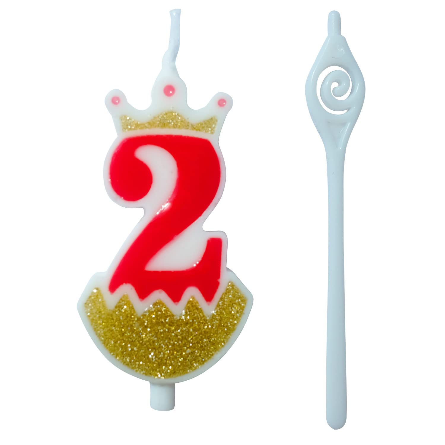 Red 2 Birthday Number Candle, Large Birthday Candles 3D Number Candles for Birthday Cakes with Crown Decor Cake Topper Candle for Wedding Valentine Anniversary Festival Party