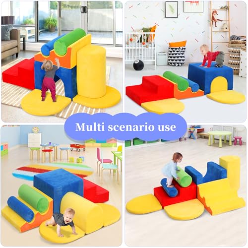 Image of 8-Piece Foam Climbing Blocks for Toddlers 1-3,PU Toddler Climbing Toys Indoor,Soft Play Climbing for Toddlers,Baby Toddler Kids Foam Climbing Blocks,Soft Play Set