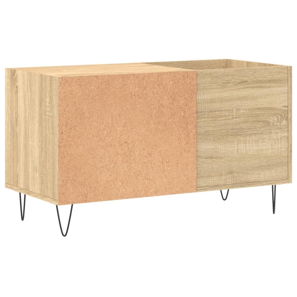 Armadio per dischi in rovere Sonoma, 85 x 38 x 48 cm, scaffale in vinile per dischi in legno, scaffale per dischi in vinile con gambe stabili in ferro, spazioso armadio in vinile LP per