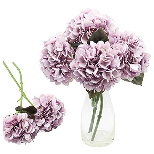 CATTLEYAHQ 4 Cabezas de Flores Artificiales de Hortensia, Elegante Ramo de hortensias, decoración de Flores Falsas para Fiesta/Boda/hogar/Cocina (Púrpura)