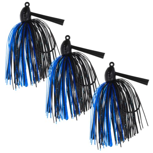 Reaction Tackle Swim Jig for Bass Fishing Weedless Design with Silicone Skirt Also Effective for Pike Walleye and Muskie - 1/4 Oz Black/Blue (3-Pack)