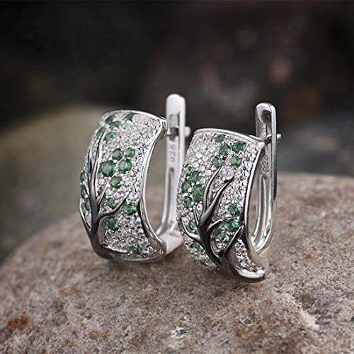 Santuzza 925 Sterling Silver Cherry Earrings Cubic Zirconia Tree Branches Dangle Earrings for Women4