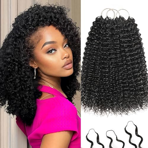 DFHIHCP Miracle Knots Feather Crochet Human Hair Jerry Curly #1B (Option 2)