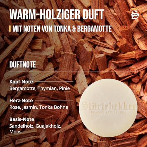 Störtebekker® Premium Rasierseife Sandelholz 70g - Handgefertigte Seife für ergiebigen Rasierschaum - Perfekt für die Rasur mit Rasierhobel & Rasiermesser - Vegane Rasierseife Damen & Herren